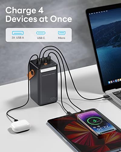 Ultra-High Capacity 50000 m Ah Portable Power Bank with PD 65 W Fast Charging – Versatile USB-C Charger for Laptops, i Phones & Samsung Devices – Sleek Black Design for Outdoor Adventures & Travel with LED Battery Indicator