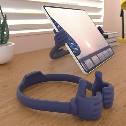 HONSKY 3361942 Thumbs Up Adjustable TPU Mobile Stand – Versatile Multi-Angle Holder for Phones & Tablets – Chic Blue & Black Design – Perfect for Hands-Free Viewing at Home or Office – Lightweight, Durable, and Effortless to Transport