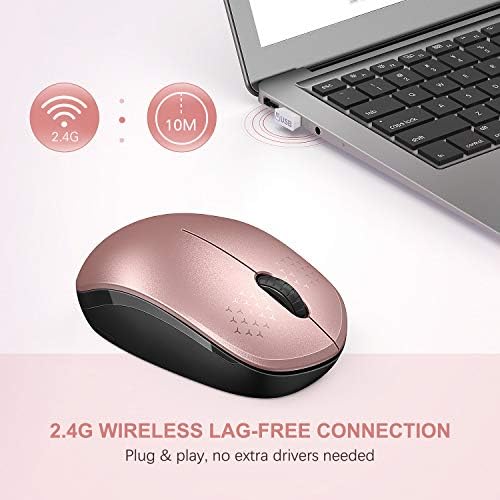 Light Blue Wireless Mouse – Ultra-Quiet 2.4 GHz Noiseless Computer Mouse with USB Receiver for Seamless Windows Experience – Portable, Ergonomic Design for Home, Office, or Travel