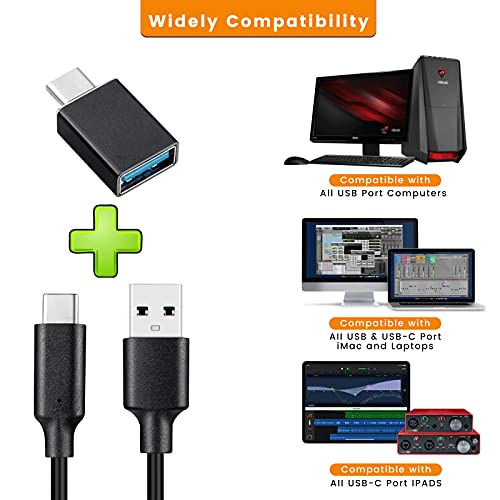 Premium 6.6 ft USB C Cable for Focusrite Scarlett Solo & 2 i2 (3 rd Gen) – Nylon Braided Durability with USB C Male to USB Female Adapter for Enhanced Audio Performance and Versatile Connectivity