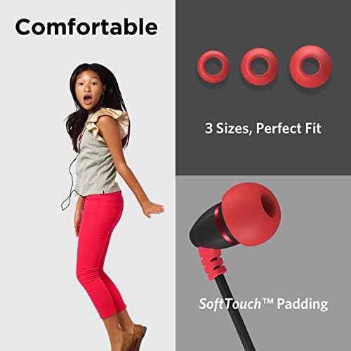Lil Gadgets Safe Sound Kids Earbuds – Comfortable Wired Earphones for School with Volume Limiting, In-Line Microphone, Travel Case & Audio Splitter – Perfect for Young Learners in Blue