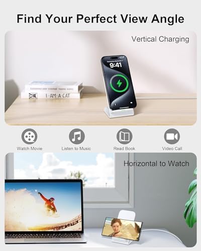 15 W Fast Wireless Charging Stand for Android & Apple Devices – Compatible with Google Pixel 9 Pro, Samsung Galaxy S24, and i Phone 16 – Sleek QI Charger with Power Adapter Included for Effortless Charging Experience