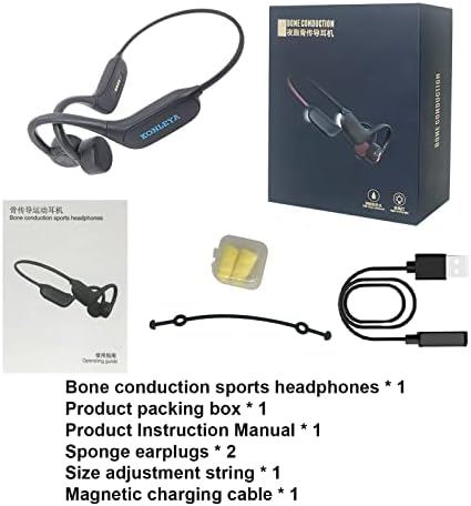 KONLEYA Bone Conduction Headphones – Advanced IPX8 Waterproof Bluetooth 5.3 Earbuds with 32 GB Built-in Memory, Open-Ear Design for Enhanced Awareness, Ideal for Swimming & Running, Sweat-Resistant Durability, Integrated Mic & Night Safety Light for Active Lifestyles