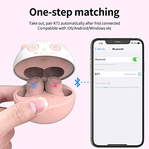 Adorable Panda-Themed Kids Wireless Earbuds – Bluetooth 5.0 with 36 Hours Playtime & IPX6 Waterproof for Active Lifestyles – 3 D Stereo Sound & Built-in Mic for Hands-Free Calling – Perfect for Children and Adults