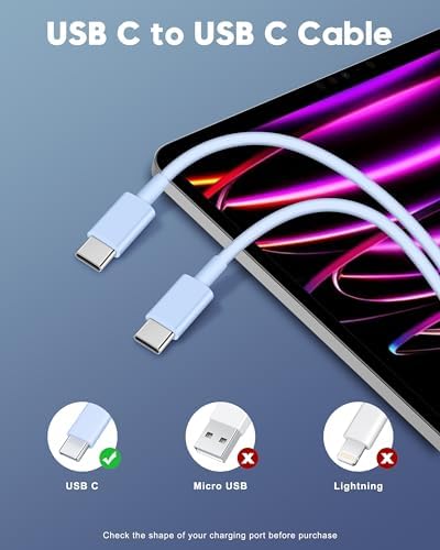20 W Fast Charger Bundle for i Phone 16 Series & i Pad Models – Dual USB-C Wall Charging Blocks with 3 FT Cable for Lightning-Fast Device Power-Up and Enhanced Compatibility with Air Pods – Ideal for Busy Lifestyles and Travel