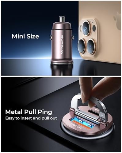 MRGLAS 125 W USB-C Car Charger – Sleek Dual Port Fast Charging Adapter with PD65 W & QC60 W for i Phone 16, 15 Pro Max, Samsung S25 & Mac Book – Compact Metal Design for Optimal Performance on the Go