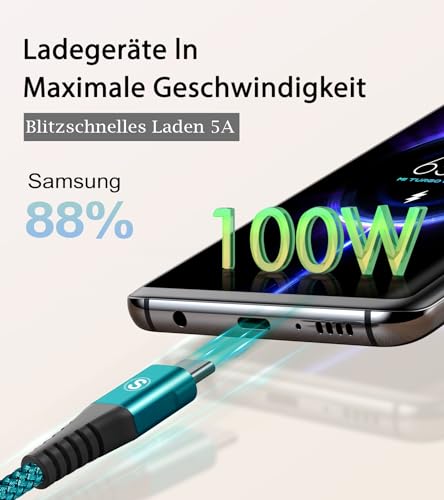 sweguard 100 W USB C to USB C Charger Cable [3.3 ft, 2-Pack] – Ultimate Fast Charging Solution for i Phone 15 & 16 Pro Max, Mac Book, i Pad Pro, and Samsung Galaxy S Series – Durable, High-Speed Compatibility for All Your Devices