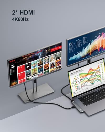 Maximize Your Mac Book’s Potential with the NXPGKEA 8-in-2 USB C Hub – Dual 4 K HDMI Outputs for Stunning Displays, High-Speed USB-A Ports for Effortless Data Transfers, and Micro SD/SD Card Readers for Instant File Access – Ideal for Mac Book Pro, Air M1/M2/M3, Dell XPS, Lenovo Think Pad, and HP Laptops – Compact, Durable Hub for Professionals on the Move