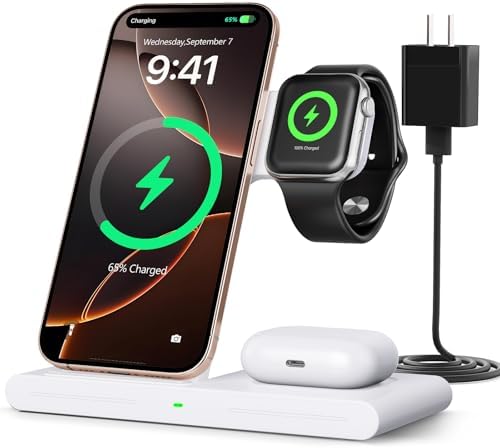 2025 Versatile 3-in-1 Wireless Fast Charger for Apple & Android – Ultimate Travel Charging Station for i Phone 16/15/14/13/12, Apple Watch Series & Air Pods Pro 4/3/2, Samsung Galaxy – Compact & Efficient Power Solution for Tech Enthusiasts and Thoughtful Gifts