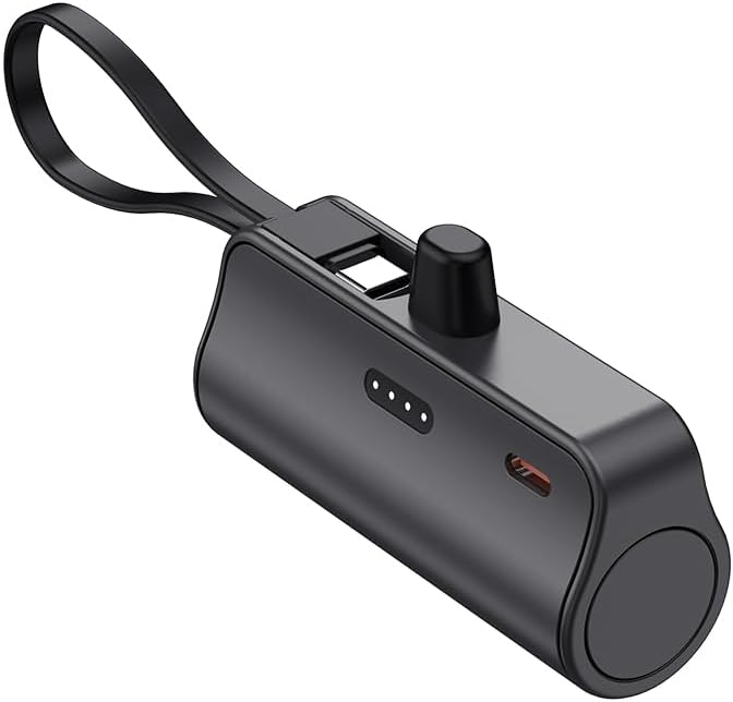 Lin Tek Ultra-Compact 5000 m Ah USB C Lightning Power Bank – Essential Travel Charger for i Phone 11-16 Series, Dual Port Compatibility, Lightweight Design in White, Black, and Pink – Experience Rapid Charging Anywhere