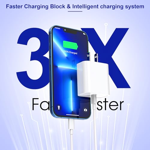Experience Unmatched Speed with the 20 W Apple Fast Charger & 10 FT Lightning Cable – Ultra-Long Cord for Optimal Convenience and Rapid Charging for i Phone 14/13/12/11/X/XR/SE & i Pad – Enhanced Compatibility for All Your Devices – Perfect Travel Companion!