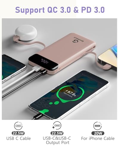 Compact 10,000 m Ah Power Bank – Fast Charging Portable Charger with Dual USB-C Compatibility for i Phone 16, Samsung, and Android Devices – Sleek Black Design for Ultimate Travel Convenience and Enhanced Device Performance