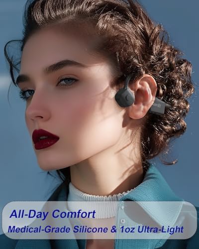 Revolutionary Waterproof Bone Conduction Bluetooth Earbuds – Open-Ear Design Perfect for Active Lifestyles with Youth Whisper Technology and Integrated Microphone for Superior Sound Clarity and Effortless Hands-Free Calls