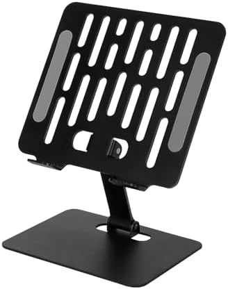 Versatile Adjustable Metal Tablet Stand – Foldable Height-Adjustable Holder for Tablets Up to 12 Inches, Perfect for i Pads and More – Sleek Black Finish for Ultimate Style and Stability in Any Workspace