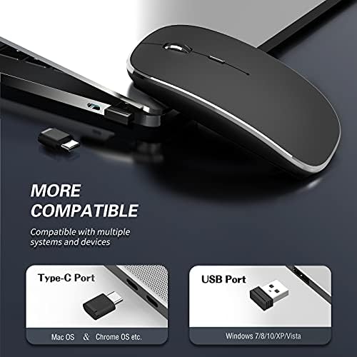 Elevate Your Computing Experience with the Q23 S Black Wireless Mouse – Rechargeable, Dual Mode USB-A & Type-C, Silent Operation, and 3 Adjustable DPI for Ultimate Precision and Versatility Across Laptops, Macs, PCs, and Android Devices