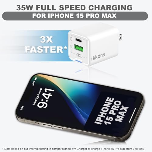 Premium 35 W Ga N Dual Port Fast Wall Charger – Compact USB-C & USB-A Charging Solution for i Phone 15/14/13/Pro/Max and Samsung Galaxy S24/S23/S22/S21 – Stylish Black Finish for Ultimate Portability and Versatile Device Compatibility