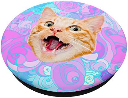 Cosmic Trippy Space Cat Pink Purple Blue PopSockets PopGrip: Swappable Grip for Phones & Tablets – Enhanced Compatibility and Speed