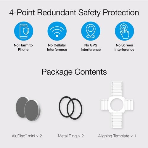 Just Mobile AluDisc Mini Magnetic Aluminum Wall/Mirror/Table/Treadmills/Cross-Trainer Mount Strong Magnet for iPhone/Galaxy and All Smartphones, 2-Pack (ST-500SI) – Enhanced Compatibility and Speed