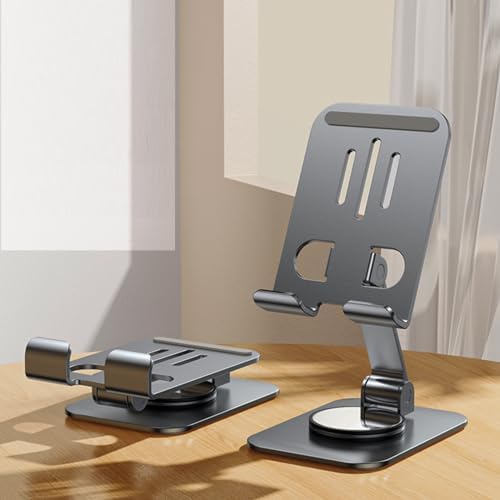 DEARART Cell Phone Stand, 360° Adjustable Phone Stand for Desk, Foldable Phone Holder Fully Carried Easily, Grey (Square Base) – Enhanced Compatibility and Speed