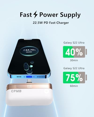 Compact 5,000 m Ah Portable Charger with 22.5 W Fast Charging – Sleek Power Bank with Digital Display for i Phone 16/15, Samsung, LG, Google & More – Ultimate Compatibility for On-the-Go Power Solutions