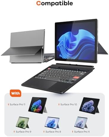 Doohoeek Ultra-Slim Bluetooth Keyboard for Surface Pro 11/10/9/8/X – 13 Inch Backlit Keypad with Touch Pad & Pen Slot for Seamless Windows 11 Experience – Elevate Your Productivity on the Go!