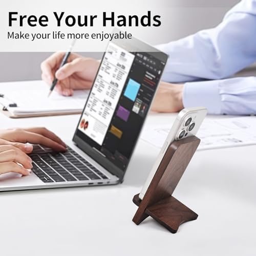 Versatile Solid Wood Phone Stand – Premium Desktop Holder for All Phone Types, Non-Slip Design with Sleek Black Finish, Ideal for Home & Office Use, Enhancing Productivity and Style