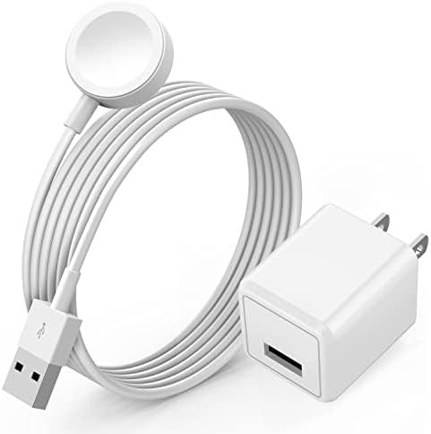 Ultimate 6.6 FT Wireless Fast Charging Cable for Apple Watch – Portable Charger with USB Wall Plug Adapter, Compatible with All Series Including 9/8/7/SE/6/5/4/3/2/1 – Enhanced Charging Speed and Flexibility for On-the-Go Power Solutions