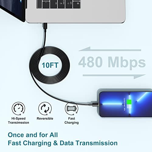 MFi Certified 20 W USB-C to Lightning Fast Charger for i Phone 14/13/12 – 6 FT Durable Cable & Power Delivery Block in Stylish Blue – Ultimate Solution for Rapid Charging of All Apple Devices Including i Pad Pro, XS, XR, 8 Plus – Optimized for Reliability and Speed