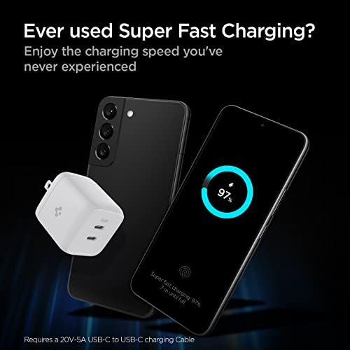 Spigen Ga N III 35 W Dual USB-C Fast Charger – PD 3.0 Power Adapter for i Phone 16 Series, Galaxy S25/S24, i Pad Pro M4, Pixel 8/8 a – Compact & Efficient Charging Block for Home and Travel