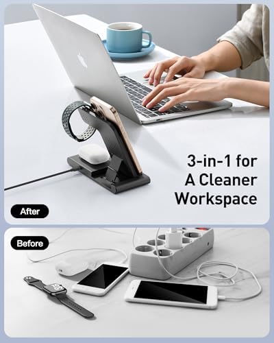 2025 Versatile 3-in-1 Wireless Fast Charger for Apple & Android – Ultimate Travel Charging Station for i Phone 16/15/14/13/12, Apple Watch Series & Air Pods Pro 4/3/2, Samsung Galaxy – Compact & Efficient Power Solution for Tech Enthusiasts and Thoughtful Gifts