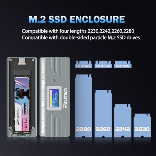 Ultra-Fast M.2 SSD Portable Hard Drive Enclosure – USB 3.1 Type-C (10 Gbps) Compatible with NVMe & SATA SSDs for Mac Book – Elegant Black Design for Enhanced Data Security and Versatile Storage Solutions