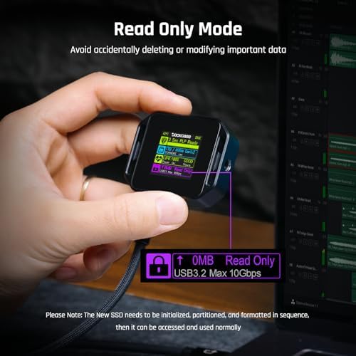 DOCKCASE Ultra-Fast M.2 2230 NVMe SSD Enclosure with Power Loss Protection – 10 Gbps USB-C 3.2 Gen2, Secure Installation with 1/4″ Screw Hole, Enhanced Compatibility for M-Key and B+M Key Drives, Ideal for Professionals and Tech Enthusiasts