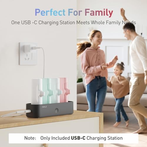i WALK Family-Sized USB-C Charging Station for Portable Power Banks – Efficient Multi-Device Dock for i Phone & More – Sleek Design, Fast Charging, Enhanced Compatibility – Ideal Home & Office Solution in White