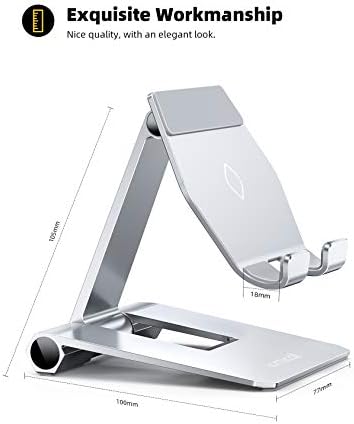 Lamicall     Adjustable Cell Phone Stand Desk – Foldable Desktop Phone Holder, Cradle, Dock, Compatible with iPhone 15 14, Plus, Pro, Pro Max, 13 12 X XS,4-11” Phone Sliver – Enhanced Compatibility and Speed