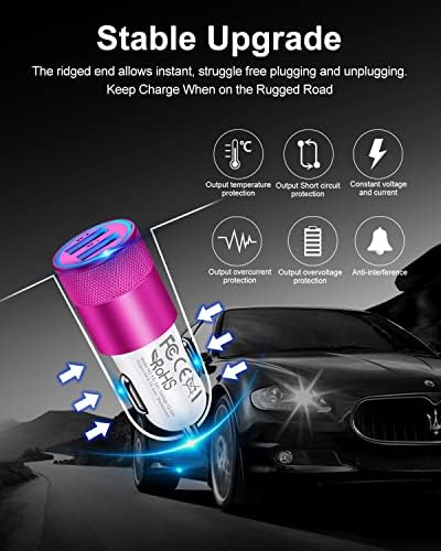 Rapid Charge Dual USB Car Charger Set – 2-Pack, 3.4 A High-Speed Adapter for i Phone 15/14/13/12/11 Pro Max & Samsung Galaxy S23/S22/S21 – Compact Design with Enhanced Safety and Compatibility for Effortless On-the-Go Power Solutions