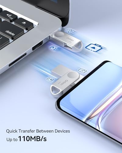 128 GB Dual USB Type C + A OTG Flash Drive – Waterproof Metal Swivel Design for Fast Data Transfer – Ideal Thumb Drive for PC, Laptop, Tablet, i Phone 15 & Android Devices – Portable Storage Solution for On-the-Go Professionals and Students
