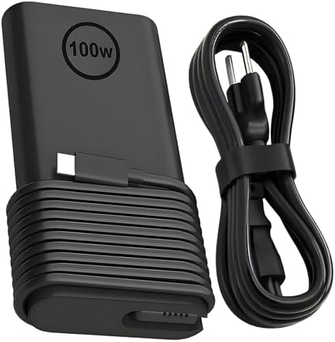 High-Efficiency 100 W USB-C Charger for Dell Laptops: Ultra-Slim AC Adapter Compatible with Precision 5680, Latitude 5340, Inspiron 16 Plus, and XPS Models – Fast Charging with Multi-Voltage Support and Universal Compatibility for Reliable Power Supply