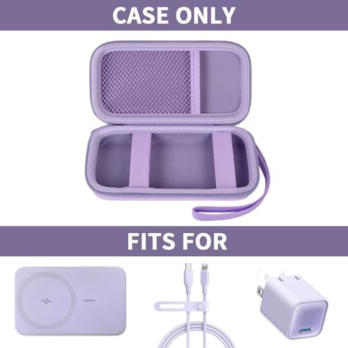 Anker Magnetic Battery Case – Premium Purple Holder for 10,000 m Ah Wireless Charger, Shockproof Organizer for Models 633/622/621/321 – Ultimate Travel Power Bank Protection and Speed Enhancement