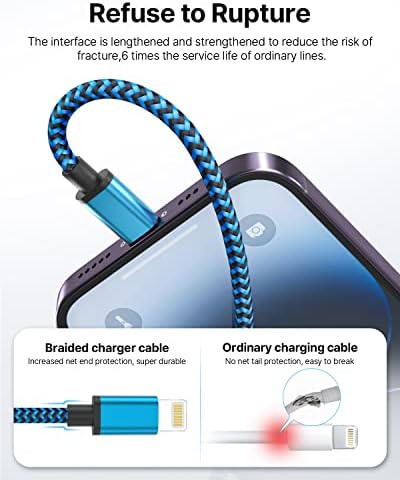 Aioneus 10 ft i Phone Charger 2 Pack – Apple Certified Lightning Cable with Fast Charging, Extra Long Nylon Braided Cord in Stylish Pink for i Phone 13, 12, 11, XS, XR, 10, 8, 7, 6 Plus – Unmatched Durability and Flexibility