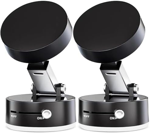 Woolcar Vacuum Suction Magnetic Car Phone Holder Mount, Strong Suction Cup Magnetic Car Phone Holder for iPhone, for Samsung, All Smartphones & All Car Models (2Pcs,Black) – Enhanced Compatibility and Speed