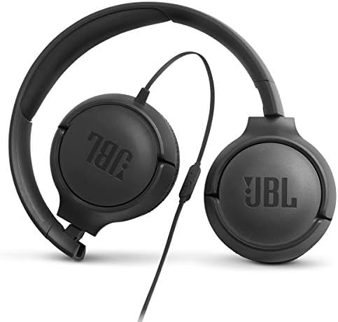 JBL Tune 500 Wired On-Ear Headphones – Lightweight, Portable Design with Pure Bass Audio for Optimal Sound Quality, Tangle-Free Cable for Easy Storage, One-Button Mic for Effortless Hands-Free Calling & Voice Activation – Perfect for Daily Use and Travel (Black)