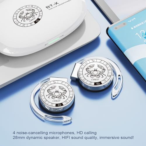 Discover the Ultimate Bluetooth V5.3 On-Ear Headphones for Active Lifestyles – Innovative Open Ear Design with Secure Earhooks, Featuring Advanced Noise Cancelling Technology and Extended Battery Life – Perfect Gift for Virgo Constellation Lovers and Music Aficionados – Enjoy Immersive Sound Quality Anywhere You Go