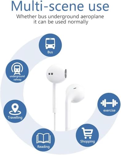 Premium Lightning Connector Earbuds for i Phone – Superior Sound & Hands-Free Calling with In-Line Mic & Volume Control – Officially Certified for i Phone 14/13/12/SE/11/XR/XS/X/7/7 Plus/8/8 Plus – Lightweight Design for Effortless Portability and Audio Management