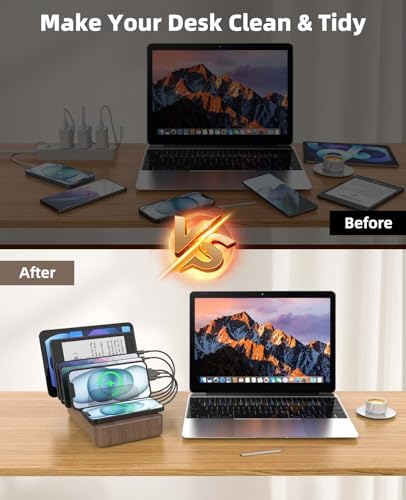 Advanced 2025 Multi-Device Wireless Charging Station: Ultimate USB Charging Dock for Seamless Apple and Android Compatibility, Family-Friendly Organizer with Six Fast-Charge Cables, Stylish Design for Home or Office, Smart Charging Technology for Efficient Power Management