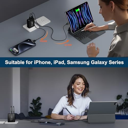 Ultimate 40 W Multiport USB-C Fast Charger – High-Efficiency 4-Port Power Adapter with Quick Charge 3.0 & Power Delivery for Super-Fast Device Charging – Sleek, Portable Design Perfect for Travel – Convenient 2-Pack for Enhanced Versatility and Easy Charging on the Go