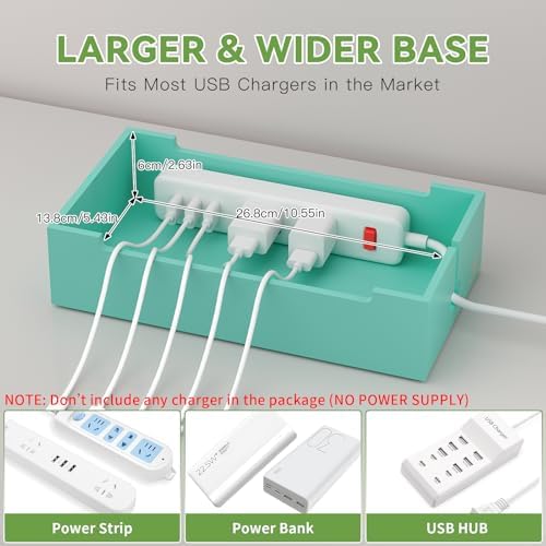 Pezin & Hulin Eco-Friendly Bamboo Cable Management Box – Sleek Desktop Organizer with 6 Cables for Tidy Charging Station, Stylish Wire Organizer for Electronic Devices, Enhances Workspace Efficiency and Aesthetics