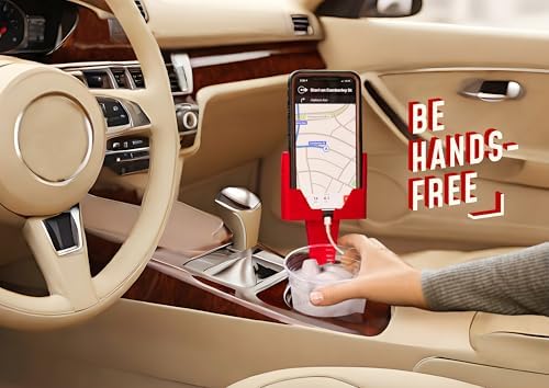 Universal Cup Holder Phone Mount for Cars & Trucks – Hands-Free Convenience, Fits All Phone Sizes & Cases, Made in USA, 2-Pack Black – Ideal for Navigation and Charging Access