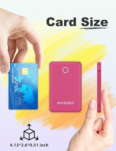 Ultra Slim 6000 m Ah Power Bank with Built-In USB C Cords – Card-Sized Portable Charger for Effortless On-the-Go Charging, Triple Output for i Phone, Samsung, Google Devices – Stylish and Compact Battery Pack for Enhanced Efficiency and Versatility