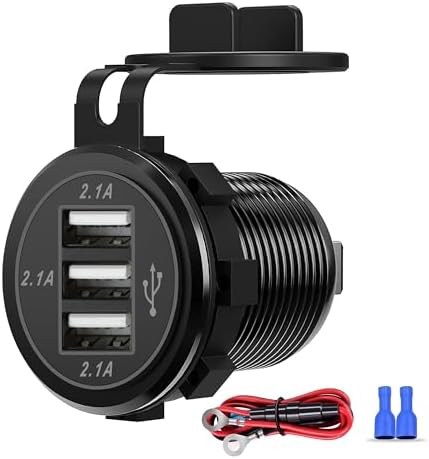 Versatile 12 V/24 V Dual USB Charger Socket – 3-Port Power Hub for Cars, Boats, RVs, and More – 2-Pack with Rapid Charging Capability and Waterproof Design for All Vehicle Types
