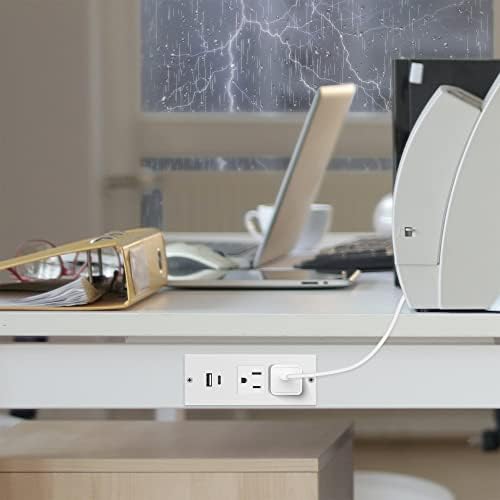 Recessed Power Strip with USB C PD Fast Charging – 30 W Flush Mount Desk Outlet for Space-Saving Convenience, 2 AC Outlets & 2 USB Ports, 6 ft Cord, Ultra Thin Flat Plug for Tidy Workspaces – Perfect for Home Offices and Multi-Device Charging Solutions